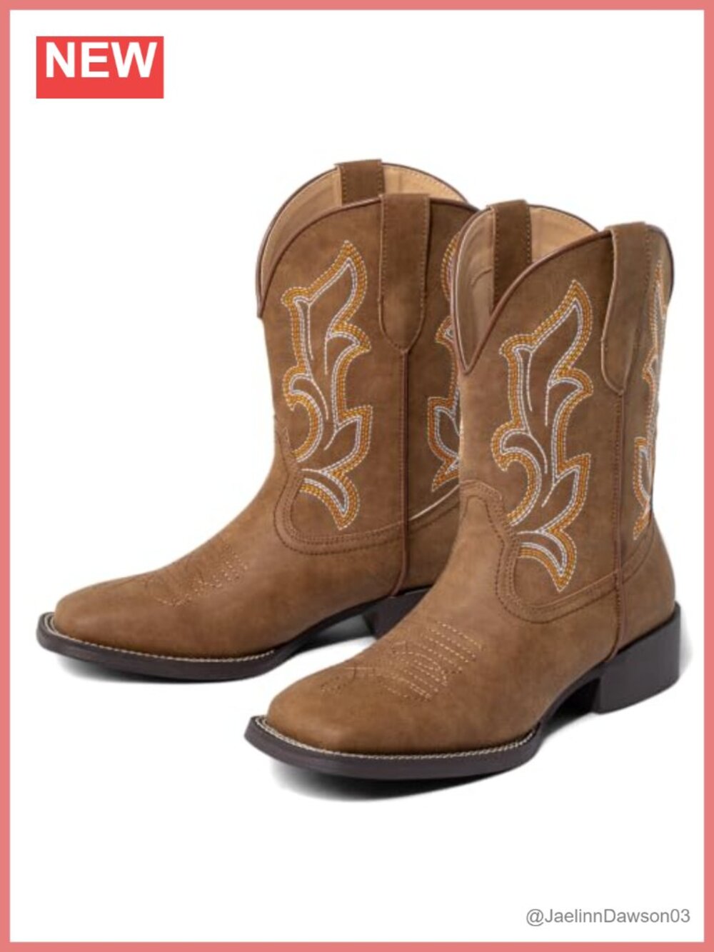 Faux Leather Short Cowboy Boots for Women Square Toe Ankle Boots Embroidered
